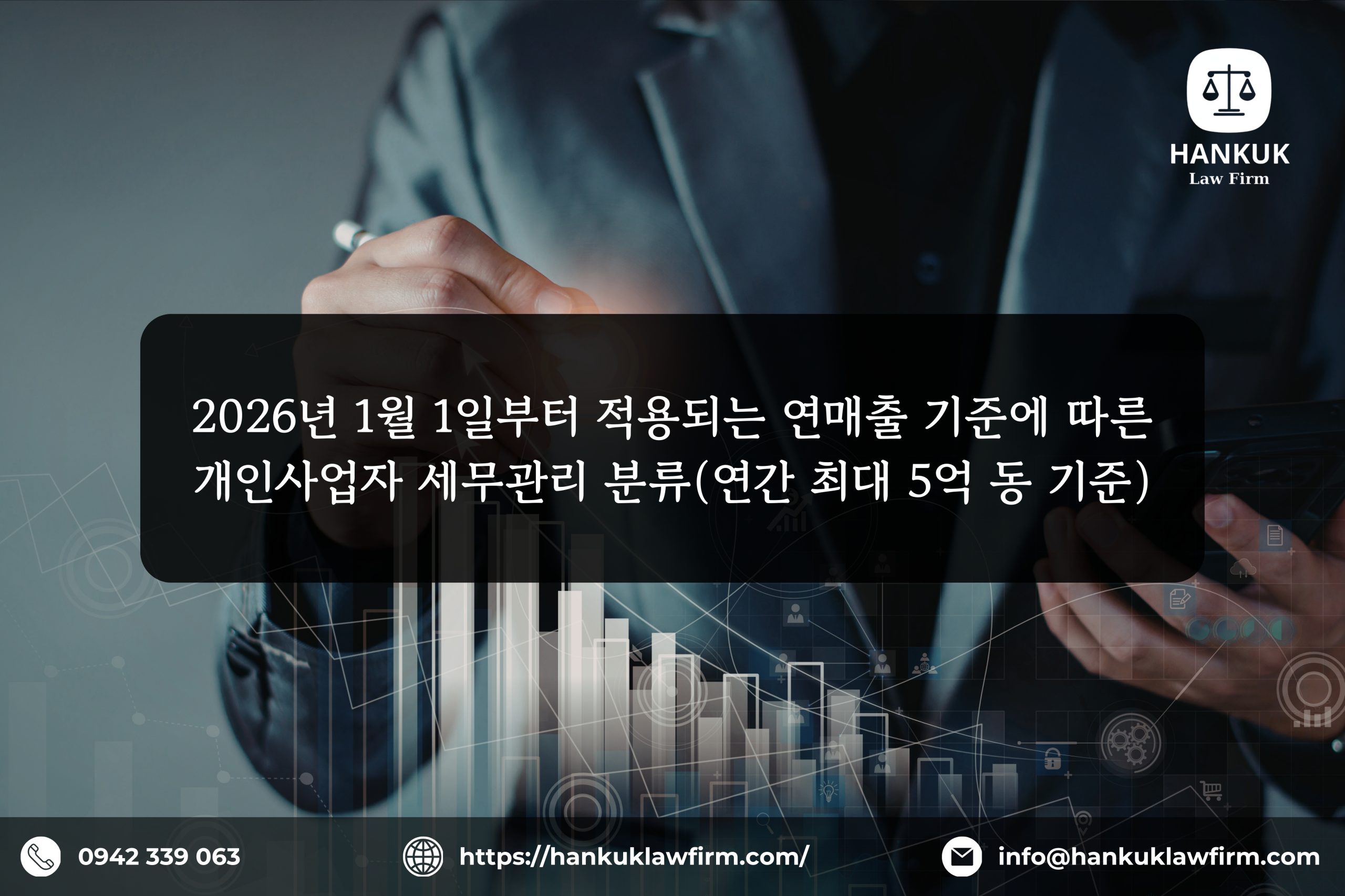 2026년 1월 1일부터 적용되는 연매출 기준에 따른 개인사업자 세무관리 분류(연간 최대 5억 동 기준)